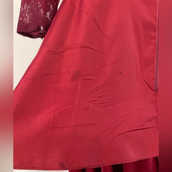 Maroon Chic  High Low Lace Dress - Picture 13 of 15